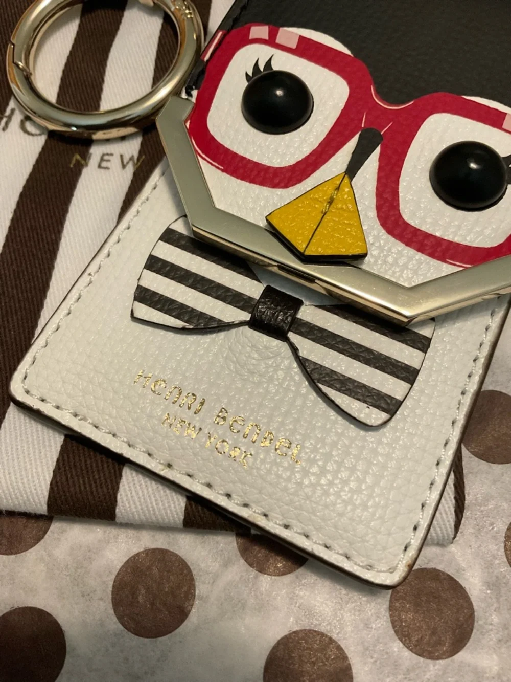NWT Henri Bendel Quinn Card Case Holder Key Chain Purse Charm w Dust Bag